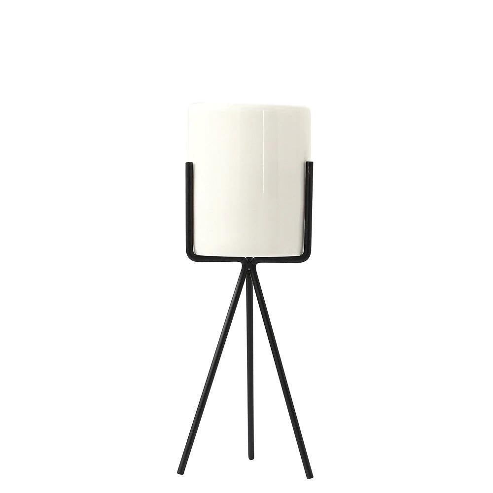 Oasis Ceramic Planter with Geometric Metal Stand